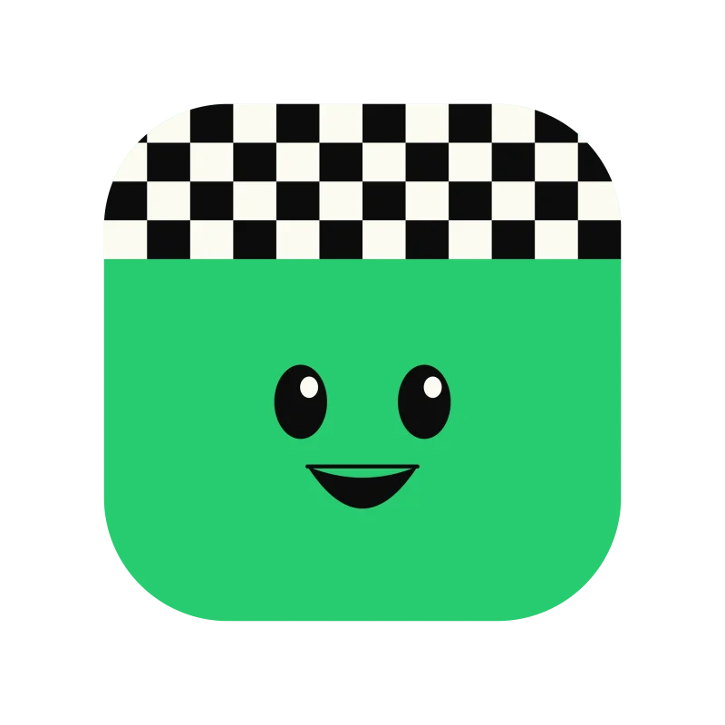 the italian buddy plush: a green rounded square with a checkered top